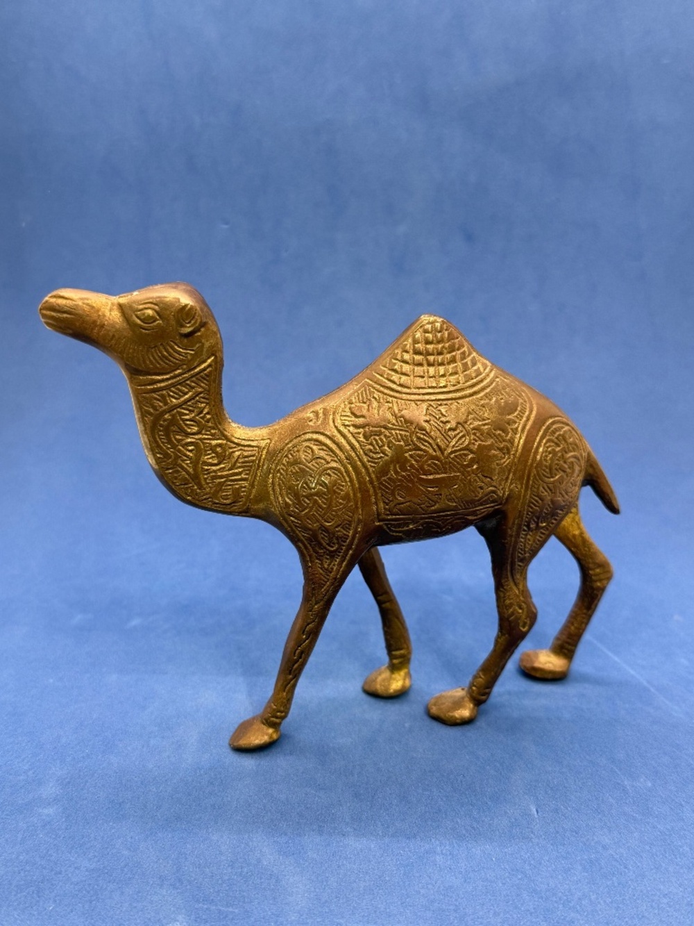 Vintage Ornate Etched Brass Deer Figurine Statue